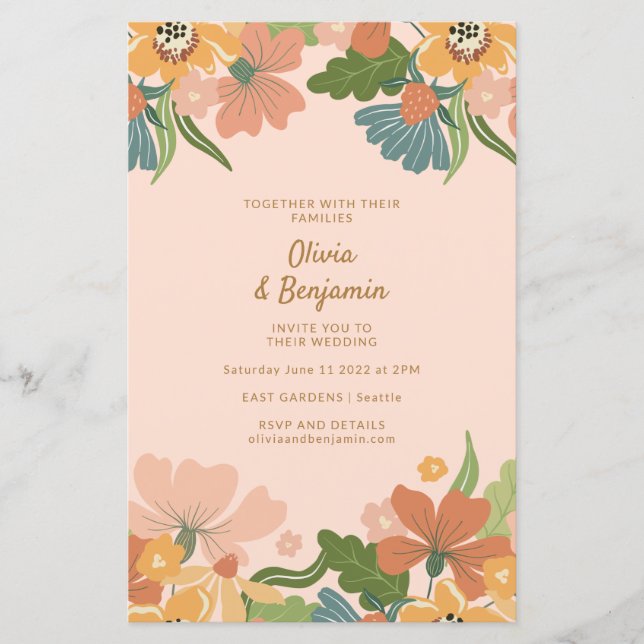 Mariage Floral Orange Bleu de Earthy (Devant)