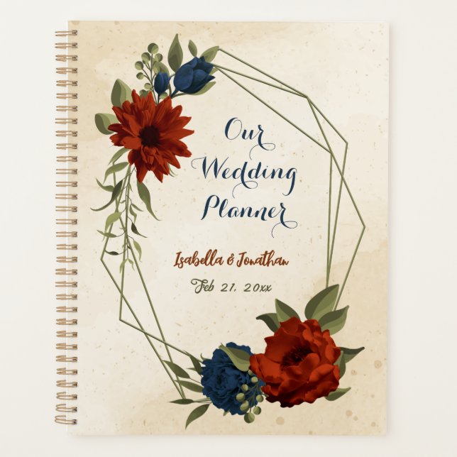 mariage floral orange brûlé et bleu marine (Devant)
