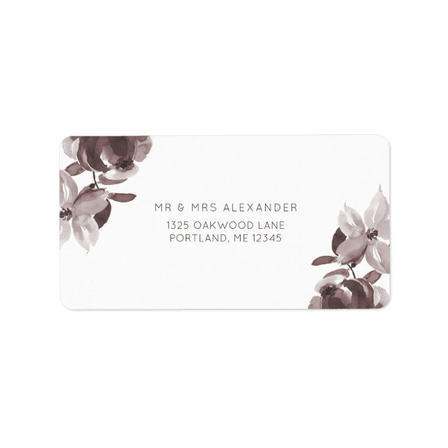 Mariage Floral Plum moderne Étiquette retour (Devant)