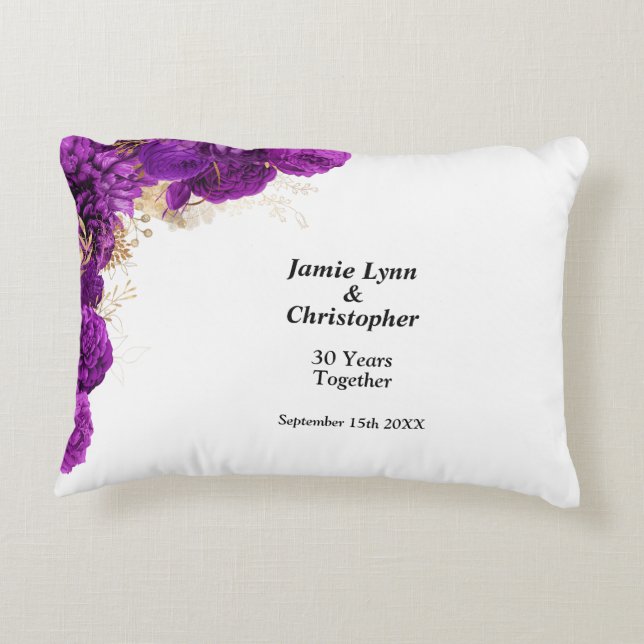 Mariage floral pourpre Anniversaire Coussin d'acce (Dos)