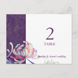 Mariage floral pourpre Numéro de table