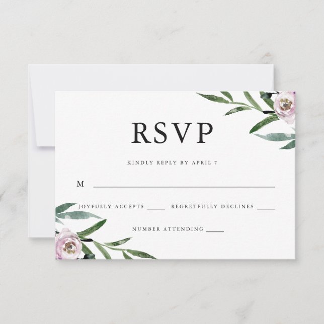 Mariage floral romantique RSVP (Devant)