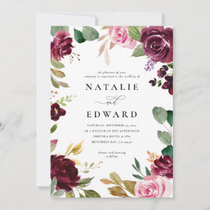 Mariage floral rose, bordeaux et vert muet et figu