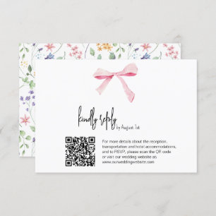Mariage floral rose Bow numérique carte RSVP code