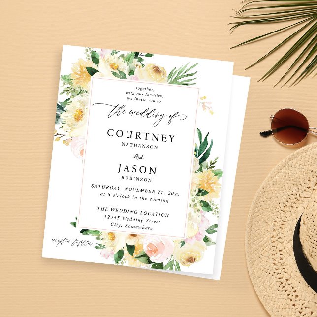 Mariage Floral Rose et Jaune de Budget (Créateur téléchargé)