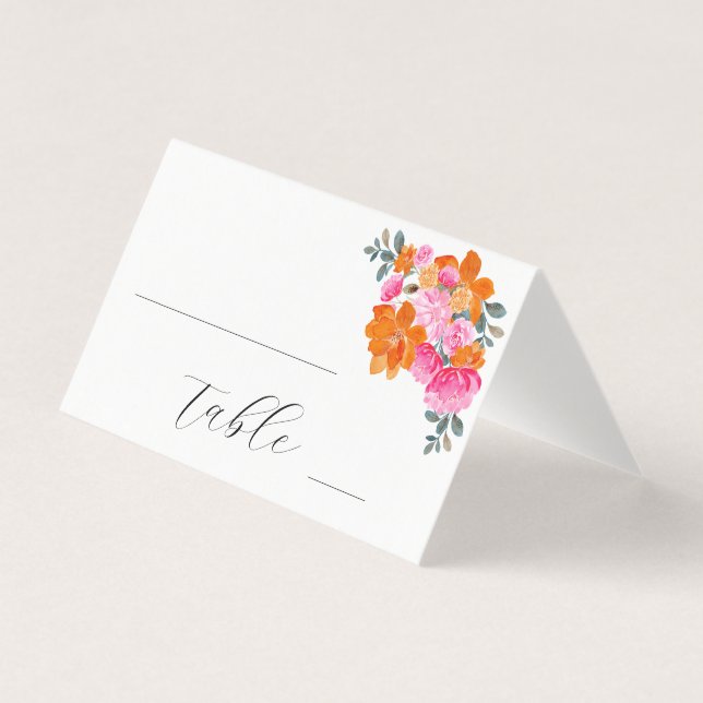 Mariage floral rose et orange clair Numéro de tabl (Front)