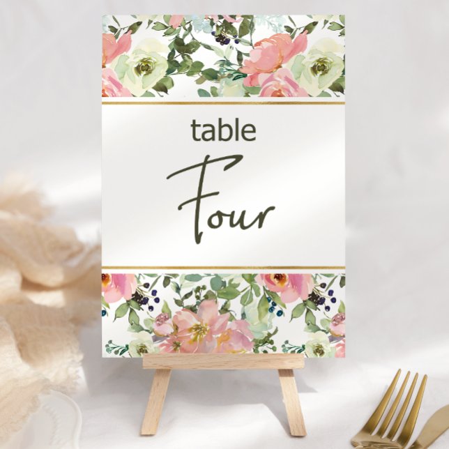 Mariage floral rose fusée Eggshell Numéro de table (Créateur téléchargé)