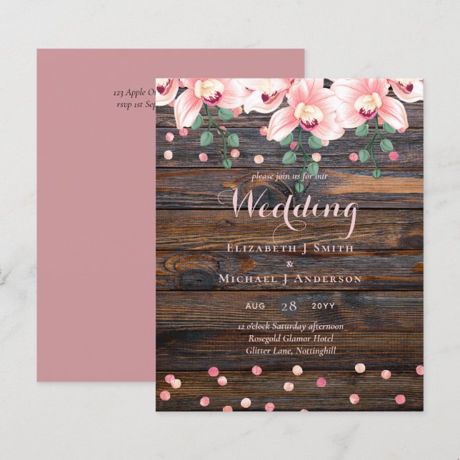 Mariage floral rose Rose rustique (Devant / Derrière)