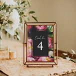 Mariage floral rose spectaculaire Numéro de table<br><div class="desc">Rectangle gris entouré d'un design botanique floral rose avec texte blanc cassé.</div>