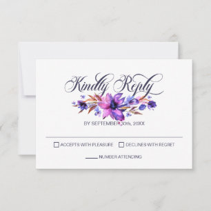 Mariage floral rose violet élégant RSVP