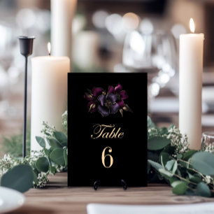 Mariage Floral rose violet noir Numéro de table