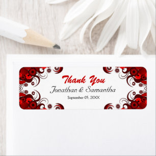 Mariage Floral rouge et blanc Petits Étiquettes fa