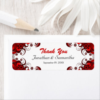 Mariage Floral rouge et blanc Petits Étiquettes fa