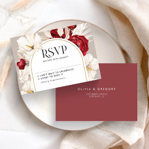 Mariage floral rouge et blanc rubis RSVP