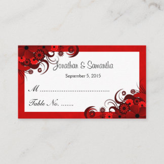 Mariage floral rouge et blanc Table Place Cartes