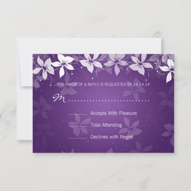 Mariage floral RSVP fleurs exotiques violet (Devant)