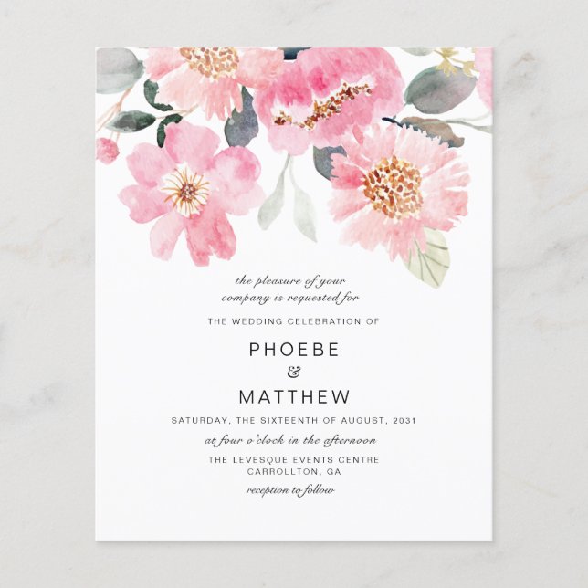 Mariage Floral Rustique Moderne de Budget Rose (Devant)
