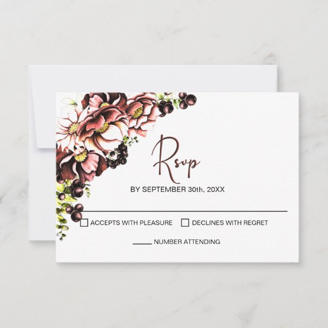 Mariage floral rustique RSVP (Devant)