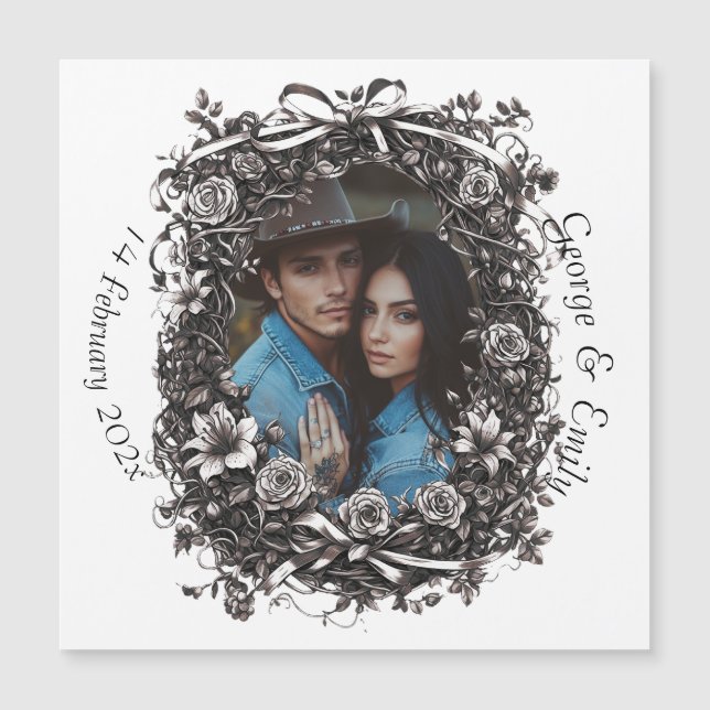 Mariage floral rustique, sépia. (Devant)