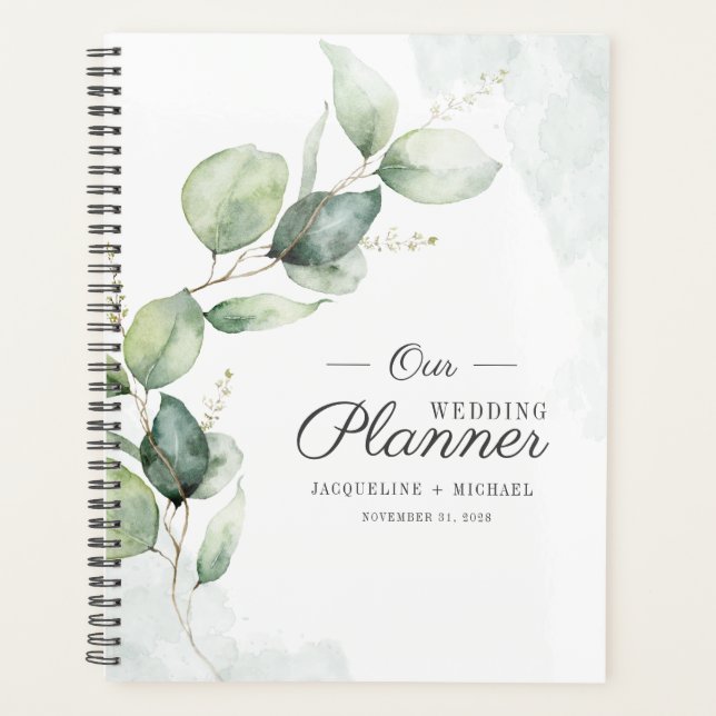 Mariage Floral Script Eucalyptus Aquarelle (Devant)