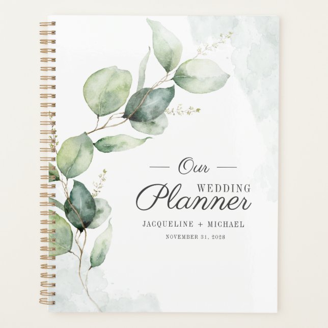 Mariage Floral Script Feuilles d'Eucalyptus Aquare (Devant)