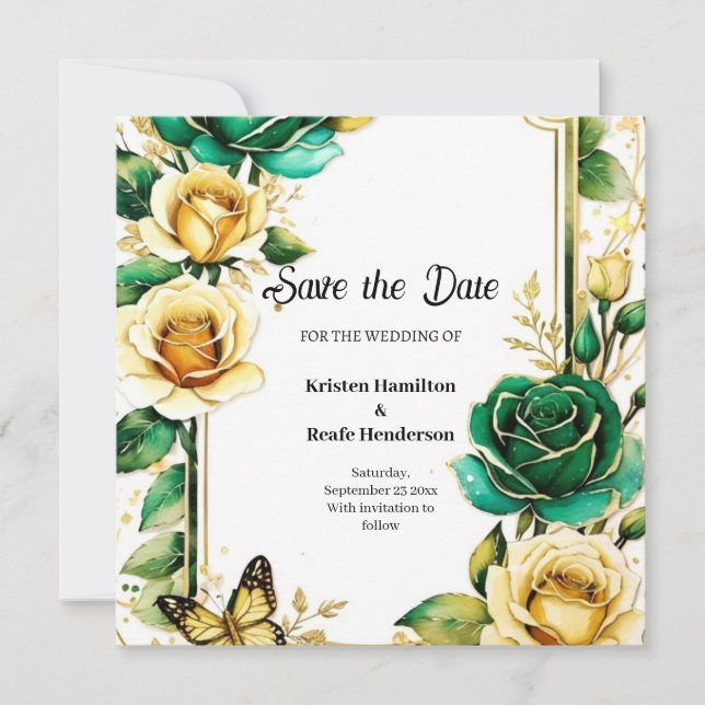 Mariage floral simple Enregistrer la carte de date (Devant)