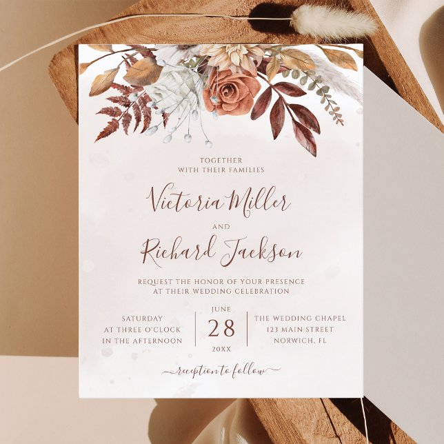 Mariage Floral Terracotta Rustique Automnal Budget (Créateur téléchargé)