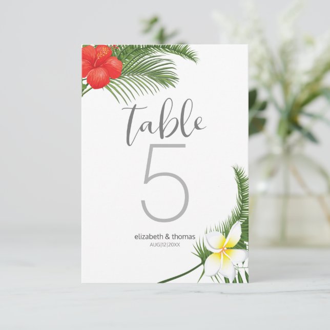Mariage floral tropical Numéro de table ID475 (Debout devant)