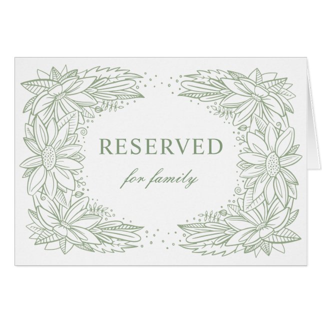 Mariage floral vert rustique. Panneau de réservati (Devant Horizontal)