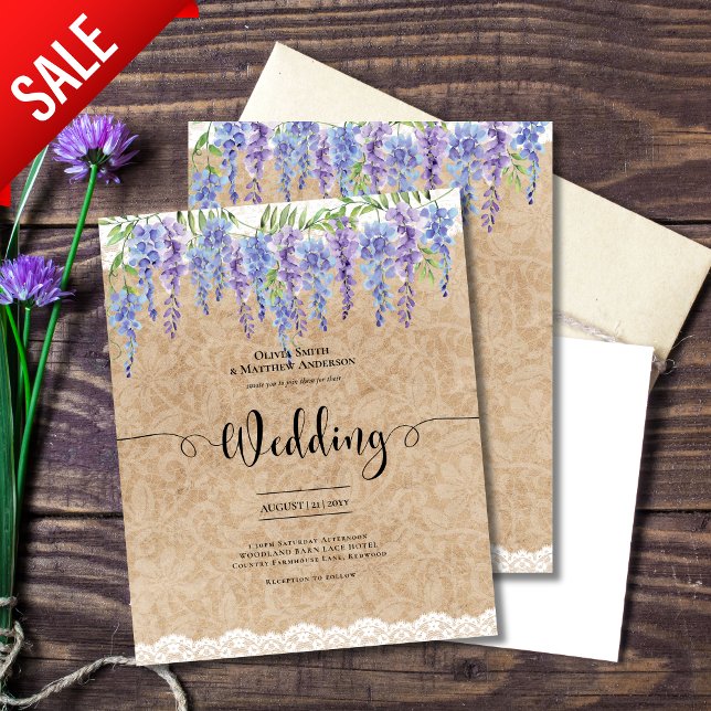 Mariage Floral Wisteria Rustique Kraft Dentelle BU (Créateur téléchargé)