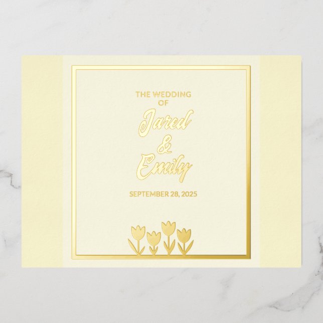 Mariage Foil Invitation Carte postale (Recto)