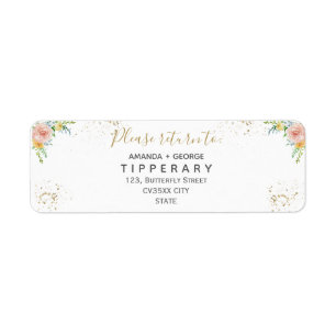 Mariage foral et or Étiquette d'adresse de retou