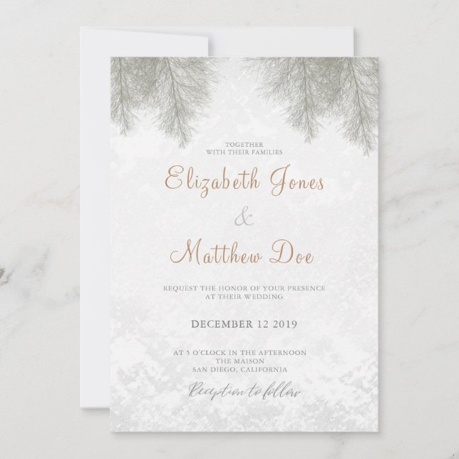 Mariage Forêt Une Invitation De Mariage D'Hiver (Devant)