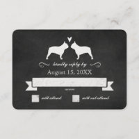 Mariage Français Buldog Silhouettes Réponse RSVP