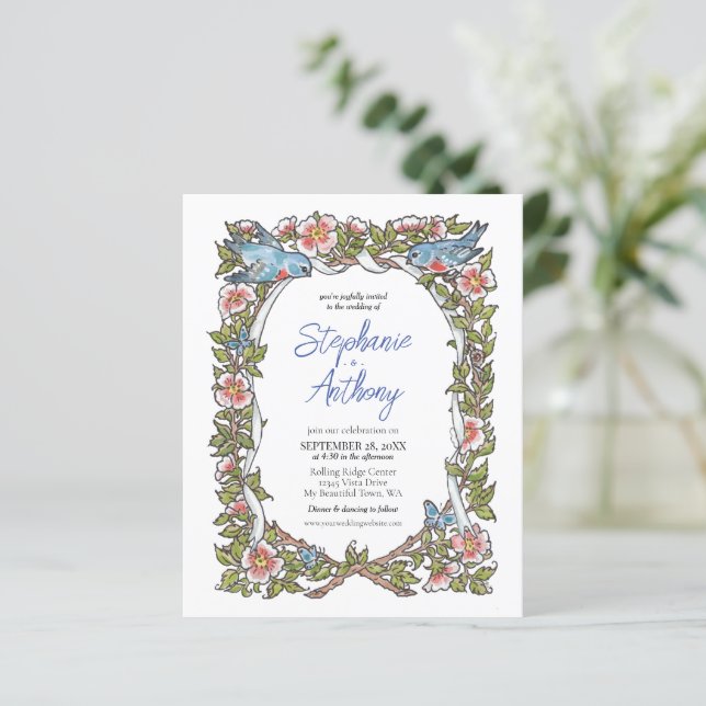 Mariage frontalier floral d'oiseaux Fleurs sauvage (Debout devant)