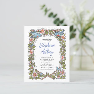 Mariage frontalier floral d'oiseaux Fleurs sauvage