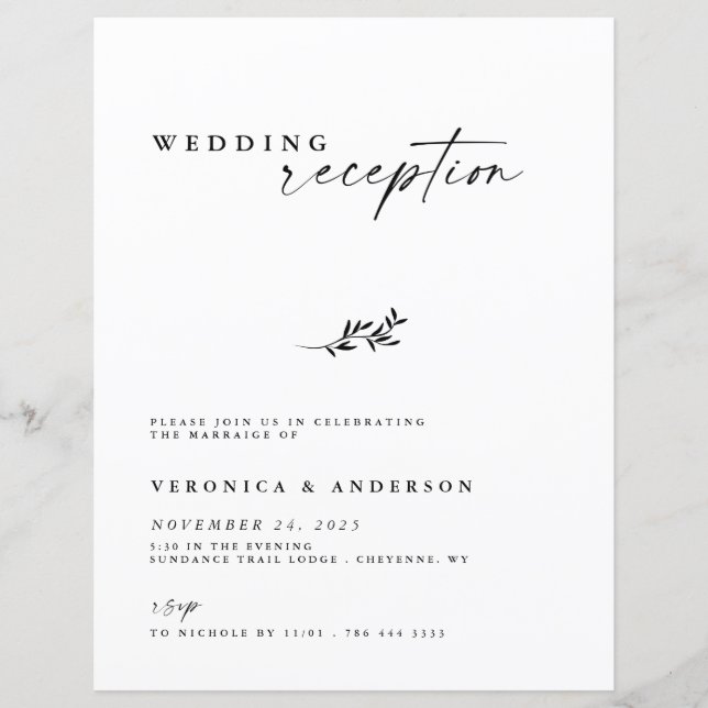 Mariage Fuite Budget Réception Photo Invitation (Devant)