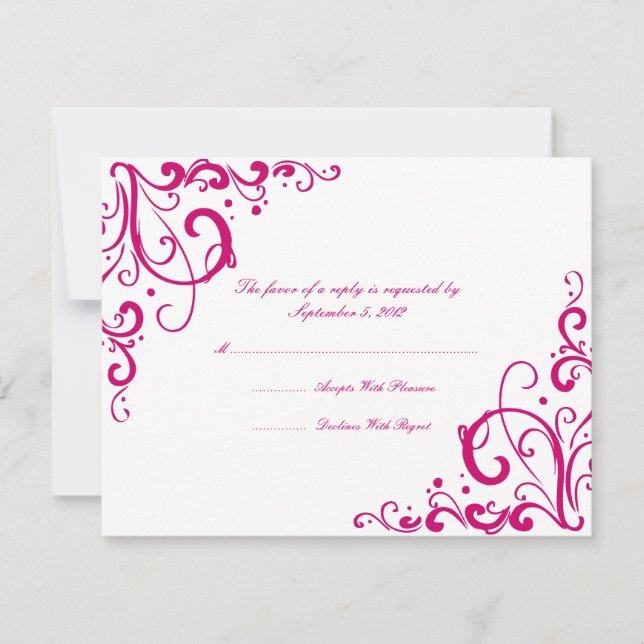 Mariage Fuschia et Blanc Flourish RSVP (Devant)