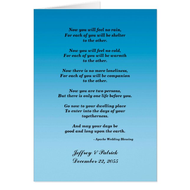 Mariage Gay, Bénédiction Apache, Dégradé Bleu (Devant)