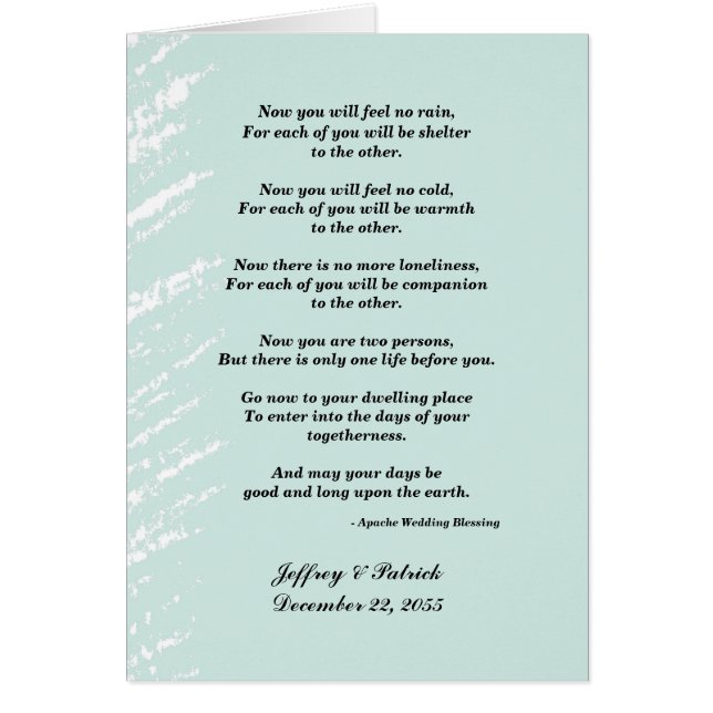 Mariage gay, Bénédiction Apache, Vert Bleu (Devant)