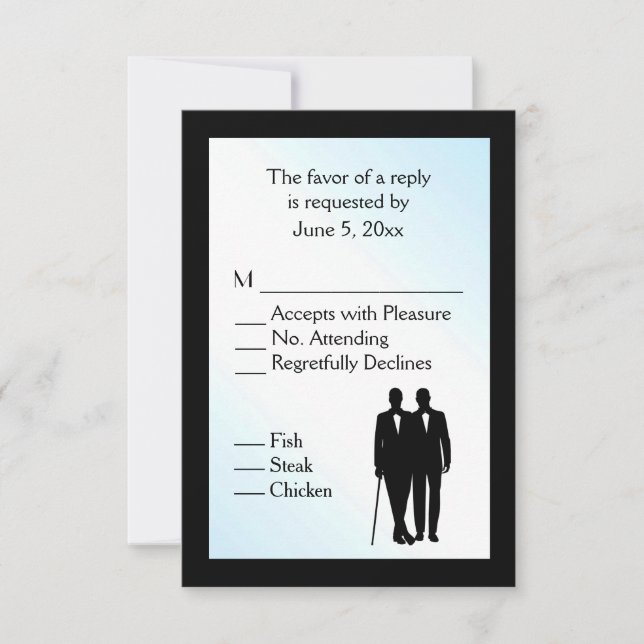 Mariage gay de jour bleu avec choix de menu (Devant)