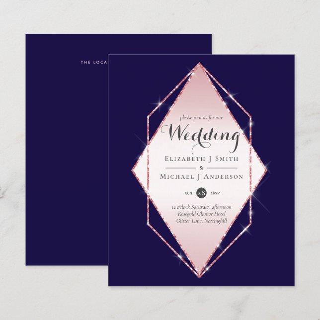 Mariage Géométrique à Feuille de Rose Doré Budget (Devant / Derrière)