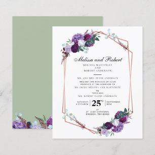 Mariage Géométrique à l'Aquarelle Fleurie Violet É