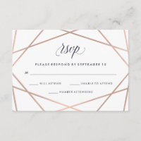 Mariage géométrique de diamant RSVP | Or Rose Faux