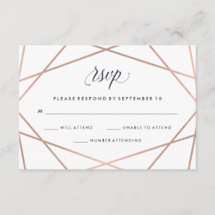 Mariage géométrique de diamant RSVP Or Rose Faux