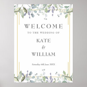 Mariage géométrique de Sage Lilac Floral Affiche d