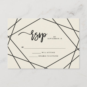 Mariage géométrique Ecru moderne et noir RSVP
