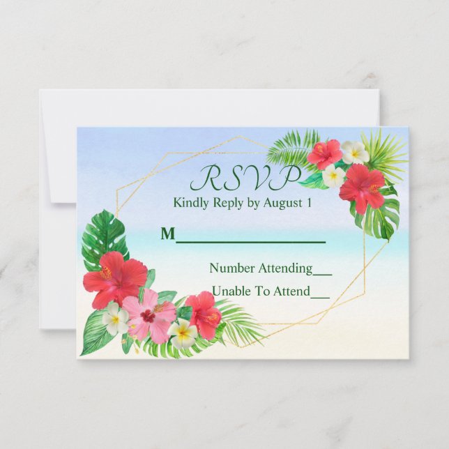 Mariage géométrique floral tropical RSVP (Devant)