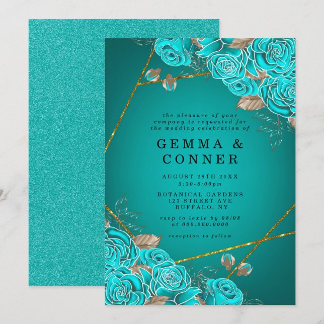 Mariage géométrique Turquoise Rose Gold (Devant / Derrière)