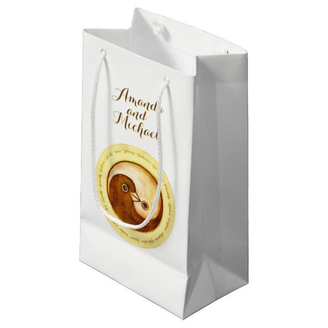 MARIAGE GLOSSY CADEAU Sac petit. Tourterelles de Y (Devant Angle)